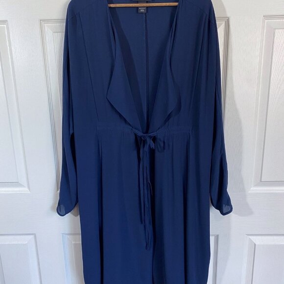 Lane Bryant - Navy Chiffon Open front Duster - Picture 2 of 15